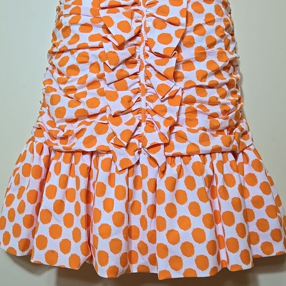 Rickie Freeman Teri Jon Polka Dot Ruched Mini Dress Ruffle Sweetheart 80s 90s - Picture 5 of 13
